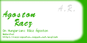 agoston racz business card